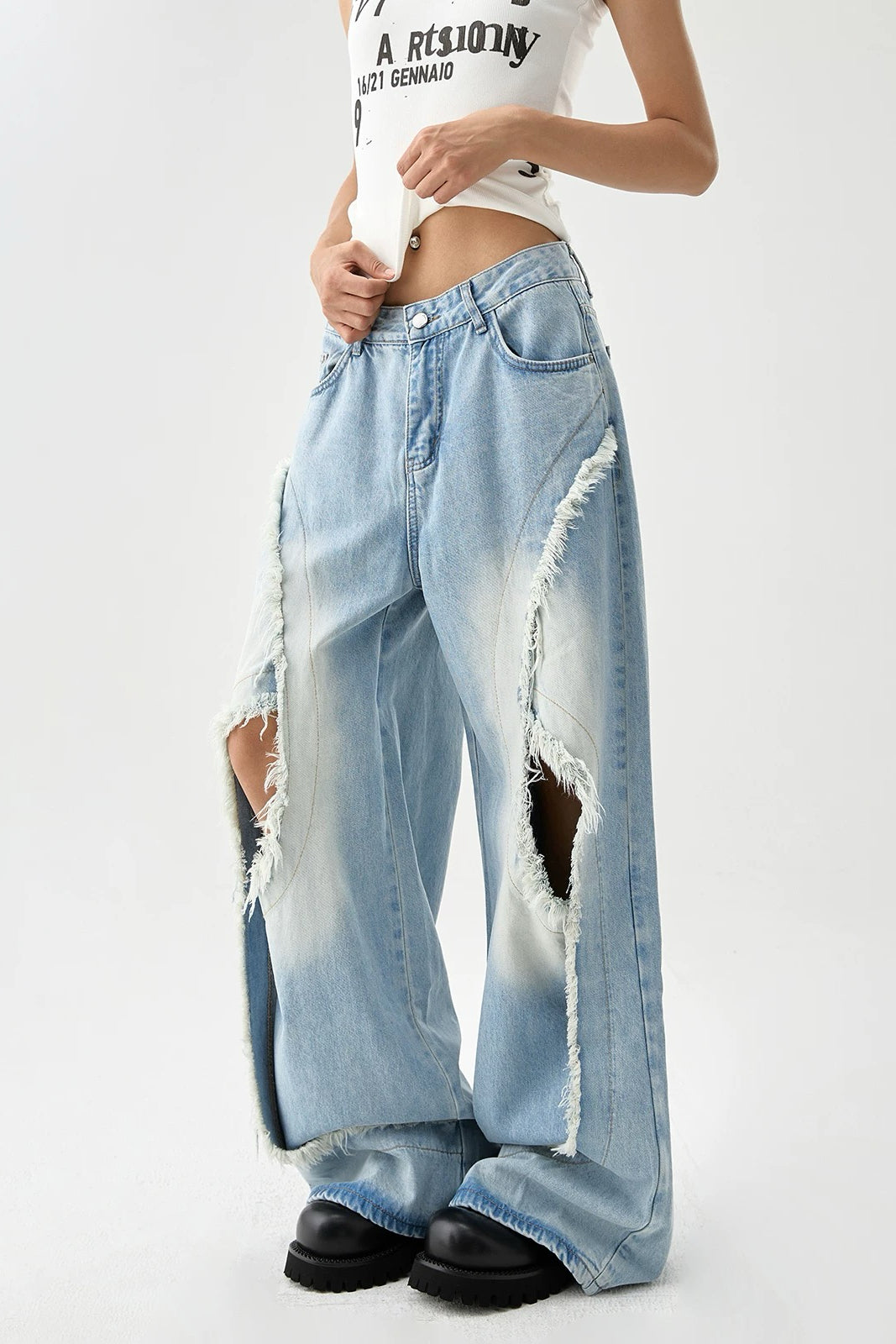 Frayed Ripped Jeans