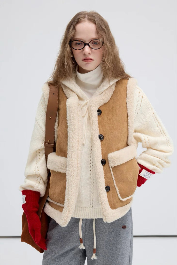 Khaki Sherpa Vest