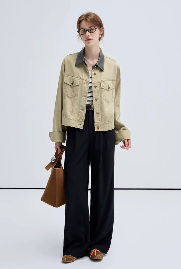 Khaki Faux Leather Jacket