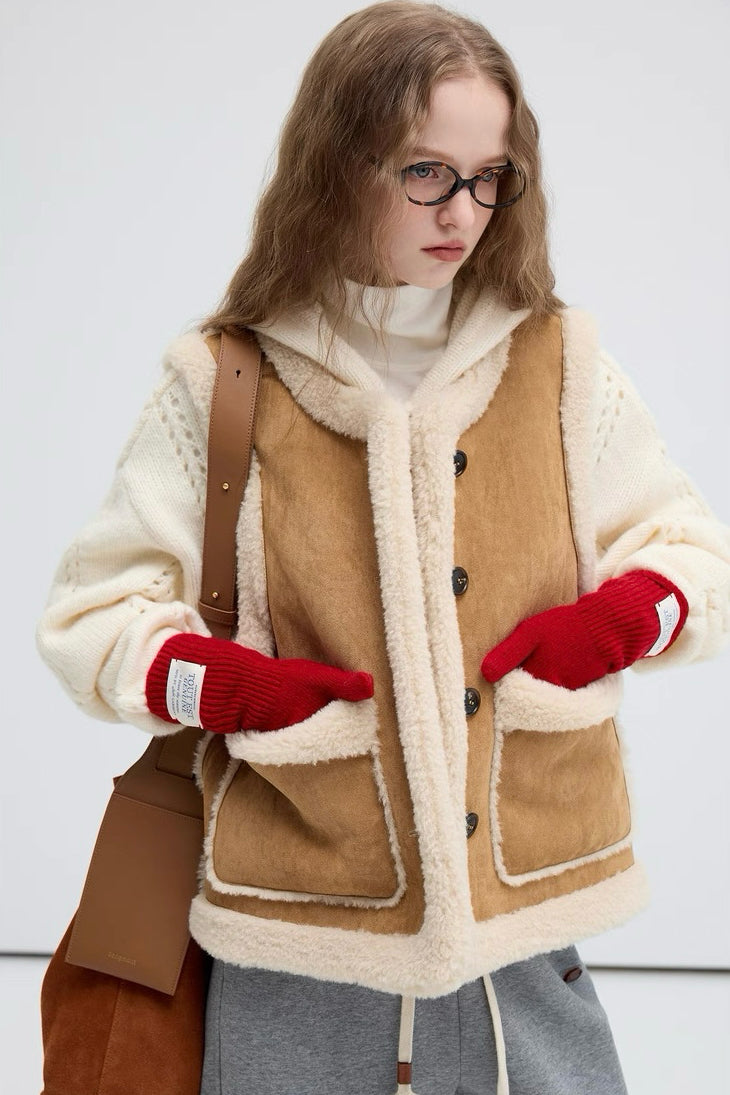 Khaki Sherpa Vest