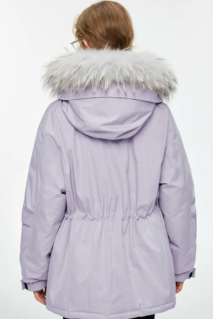 Purple Fur-Collar Down Jacket