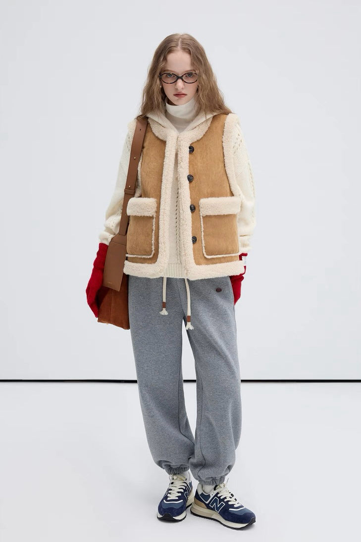 Khaki Sherpa Vest
