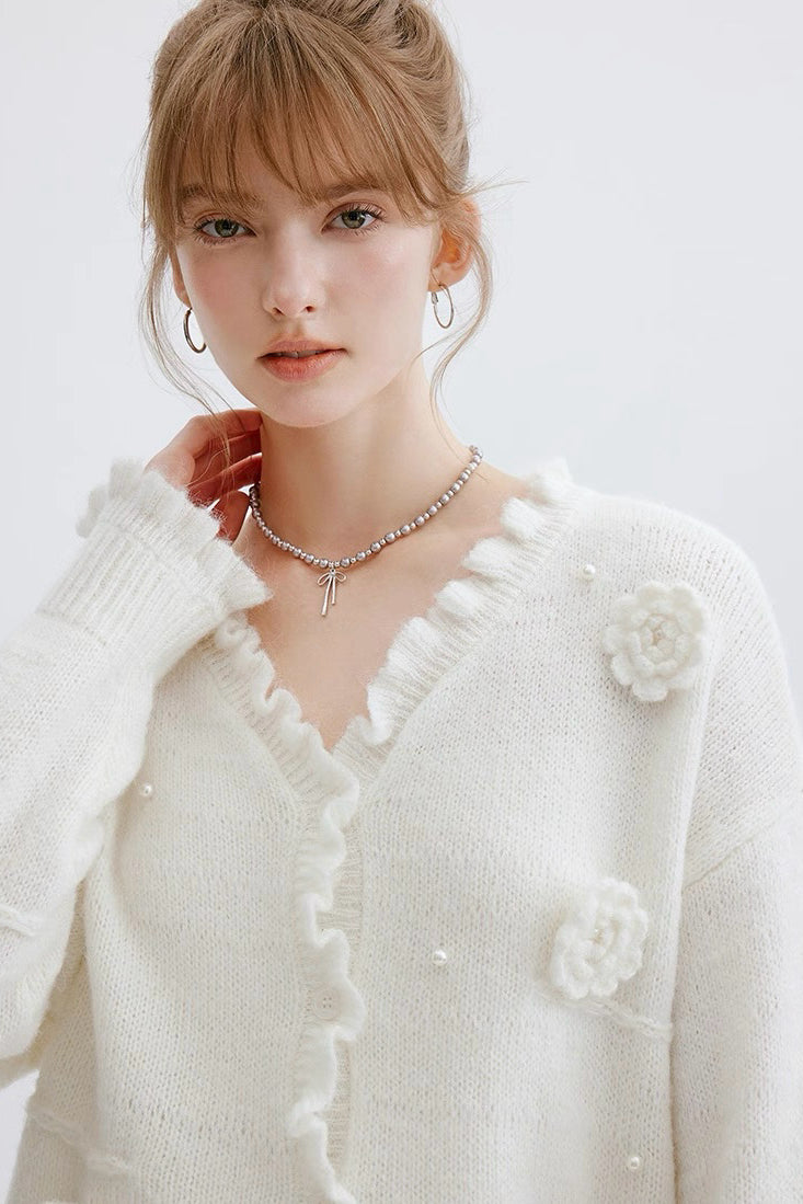 White Floral Sweater