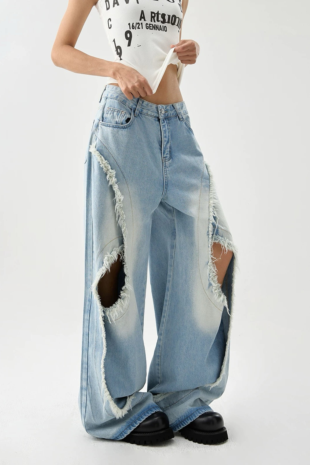 Frayed Ripped Jeans