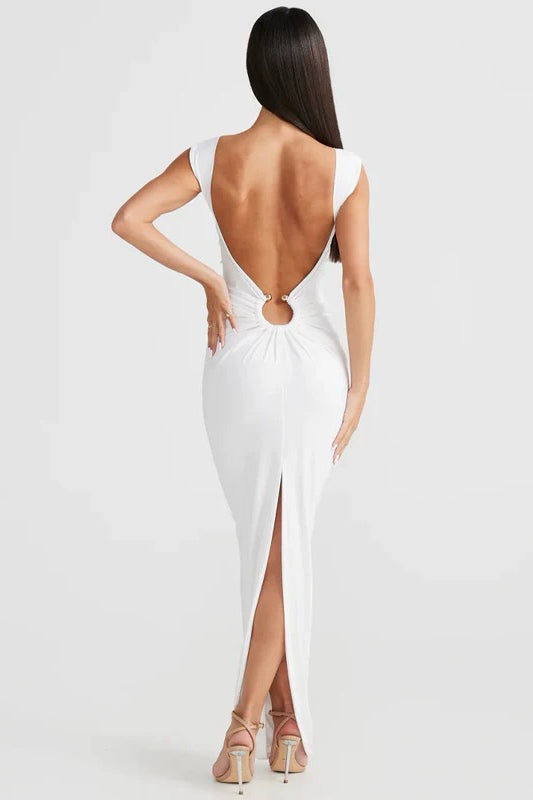 Ring Buckle Backless Dress