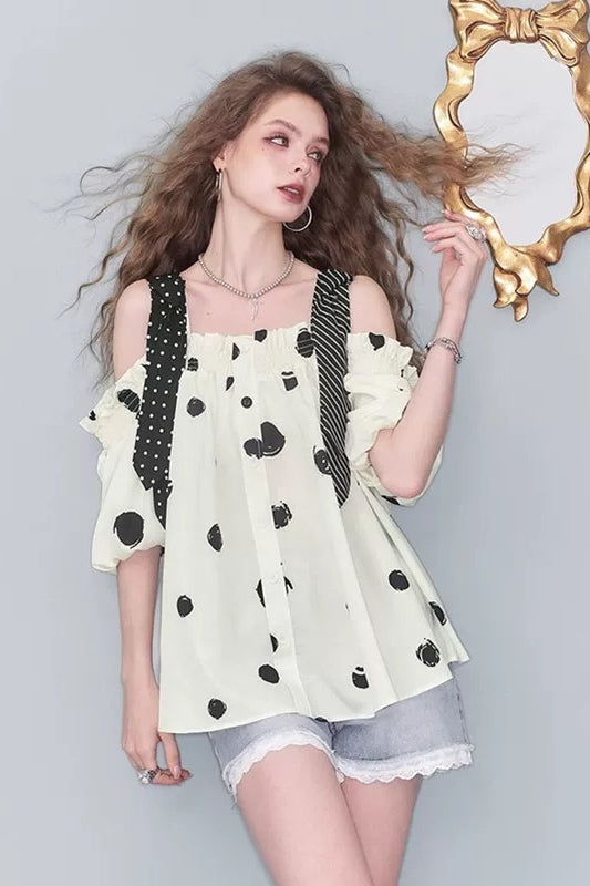 Polka Dot Off-Shoulder Top