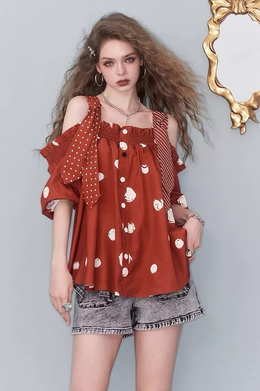 Polka Dot Off-Shoulder Top