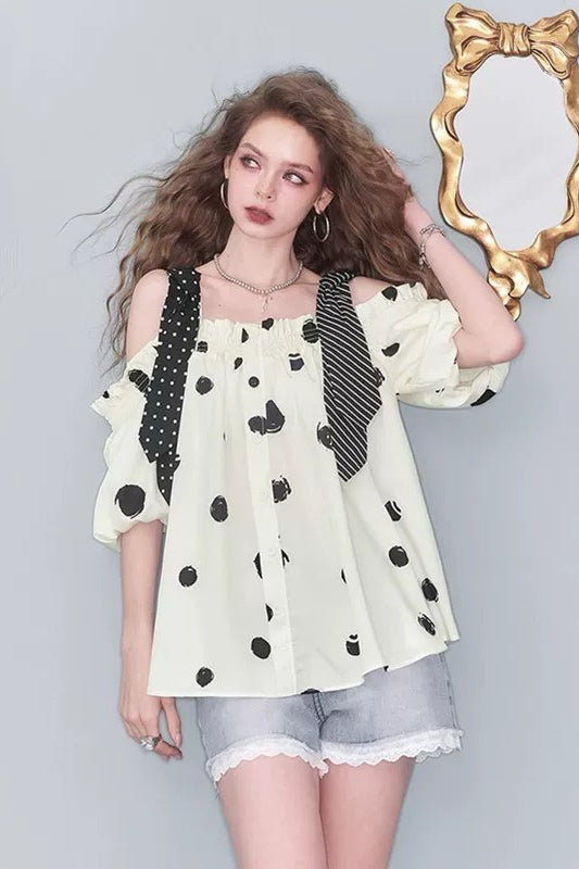 Polka Dot Off-Shoulder Top
