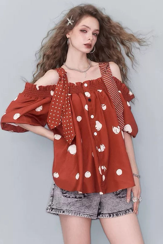Polka Dot Off-Shoulder Top
