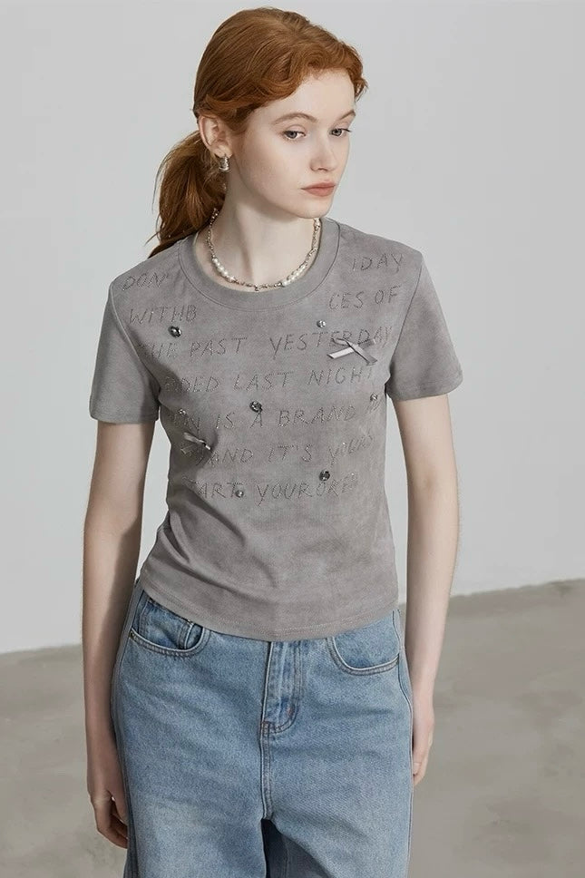 Gray Rhinestone Top