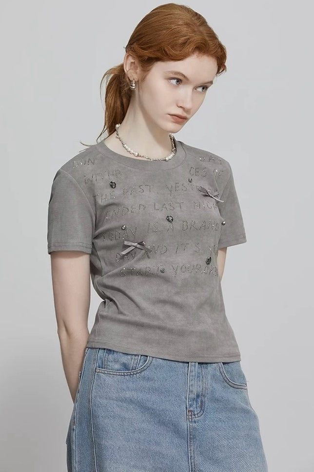 Gray Rhinestone Top