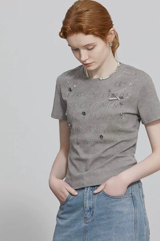 Gray Rhinestone Top