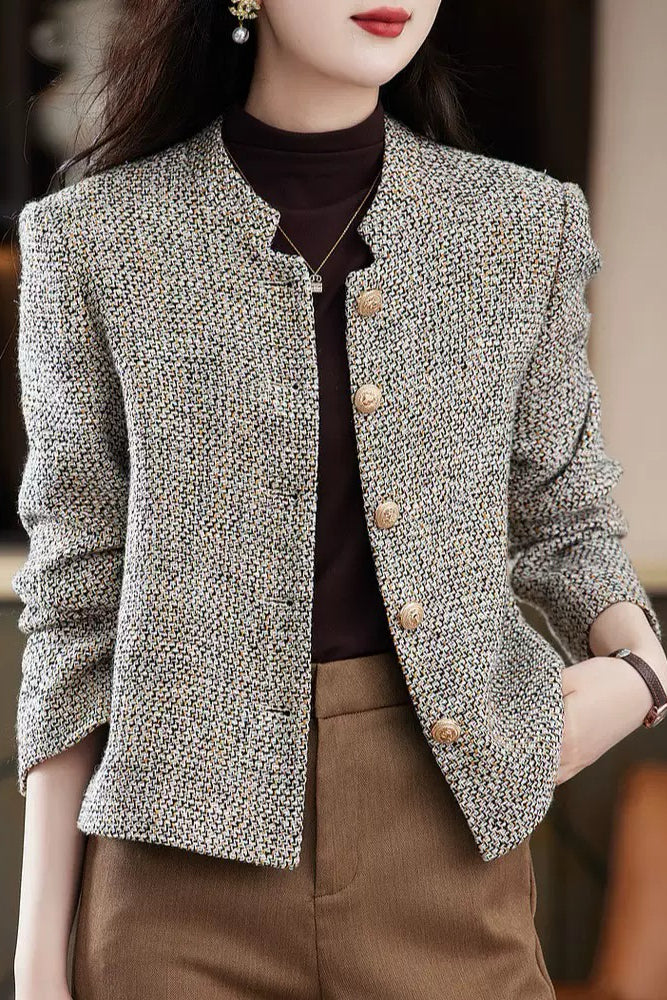 Gray Tweed-Style Jacket