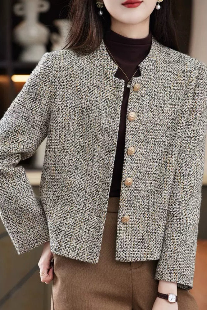Gray Tweed-Style Jacket