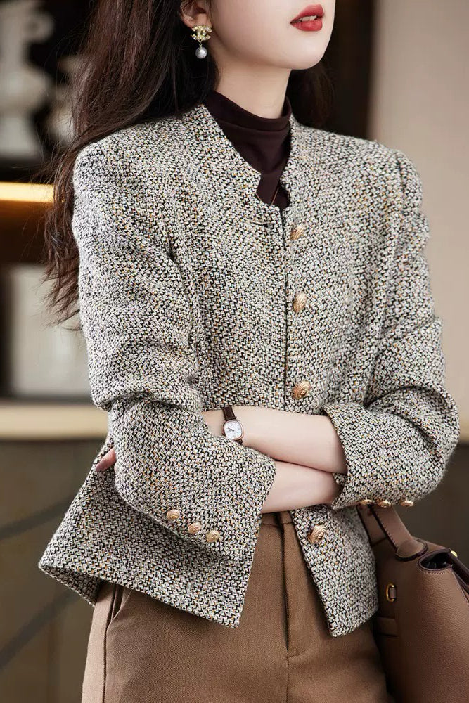 Gray Tweed-Style Jacket