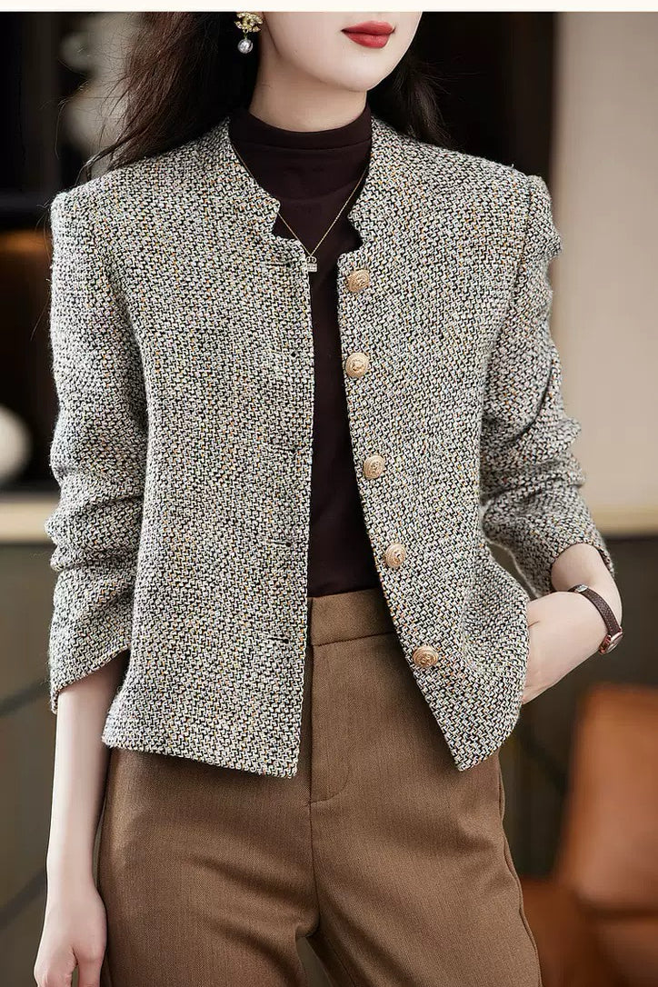 Gray Tweed-Style Jacket